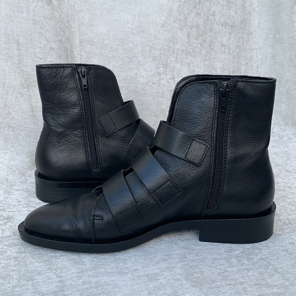 Zara Trafaluc Floral Embroidered Black Buckle Booties - Picture 6 of 12
